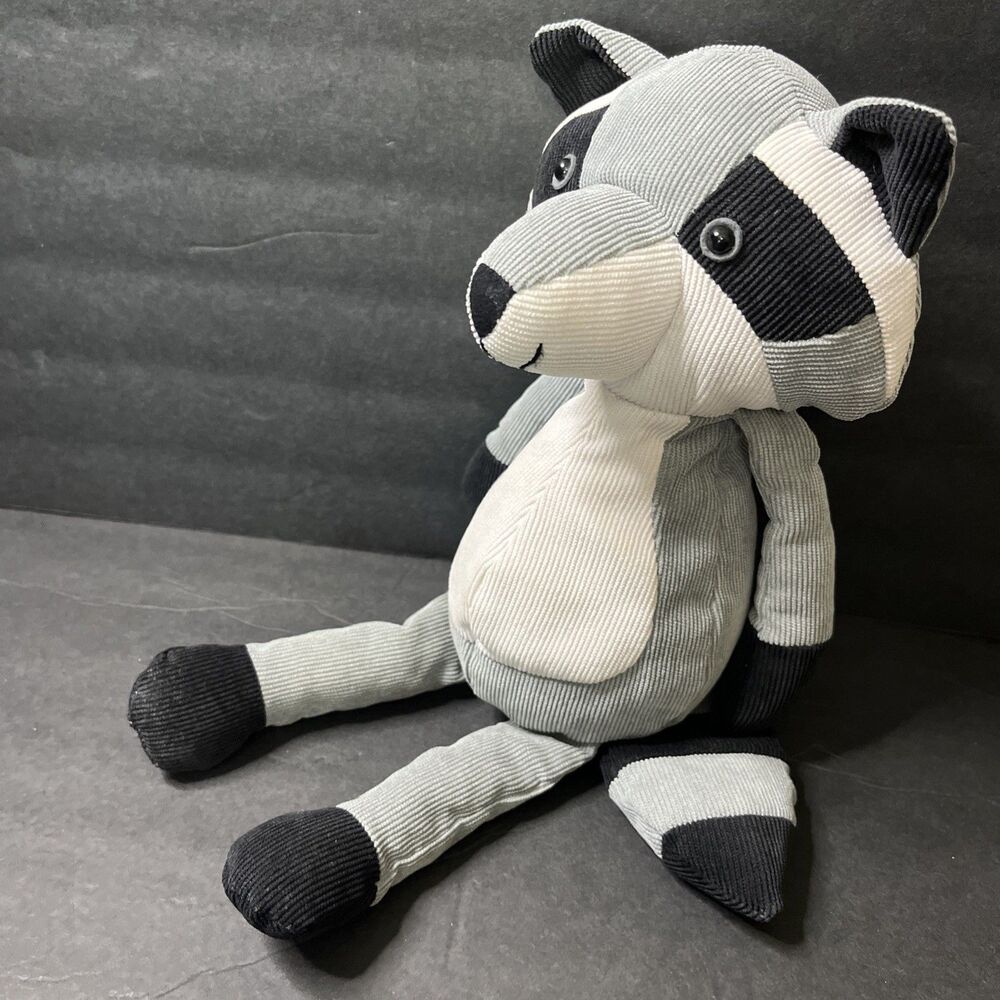 Manhattan Toy Co. Folksy Forresters Raccoon Grey Corduroy 13" Stuffed Animal Toy